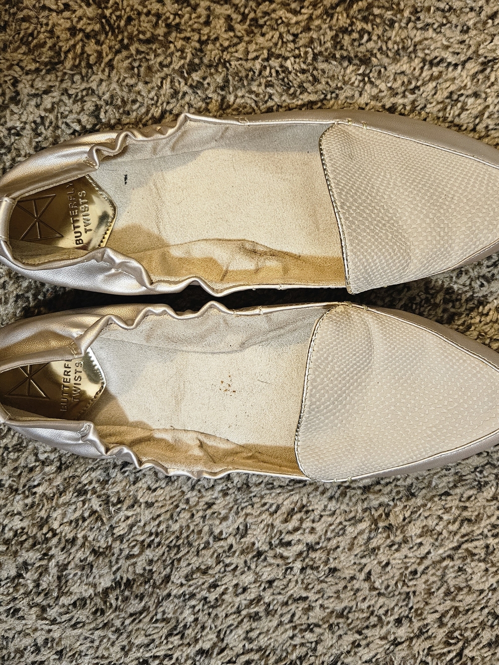 Butterfly Twists Women’s Metallic Slip-On Flats in Light Gold